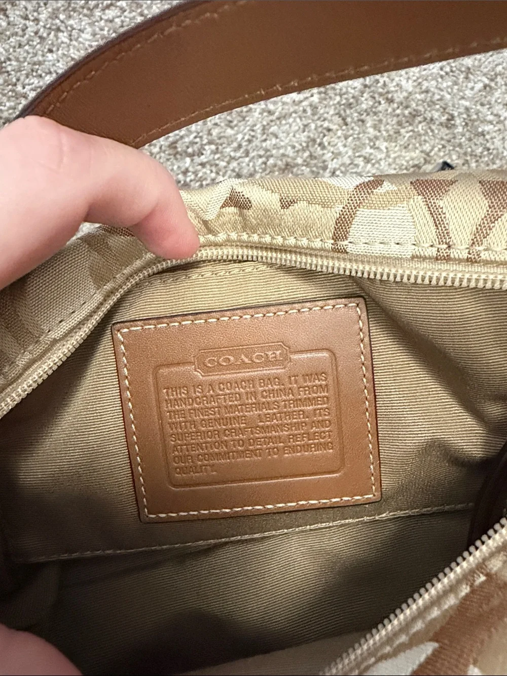 Coach Mini Shoulder Bag in Beige and Tan Signature Canvas